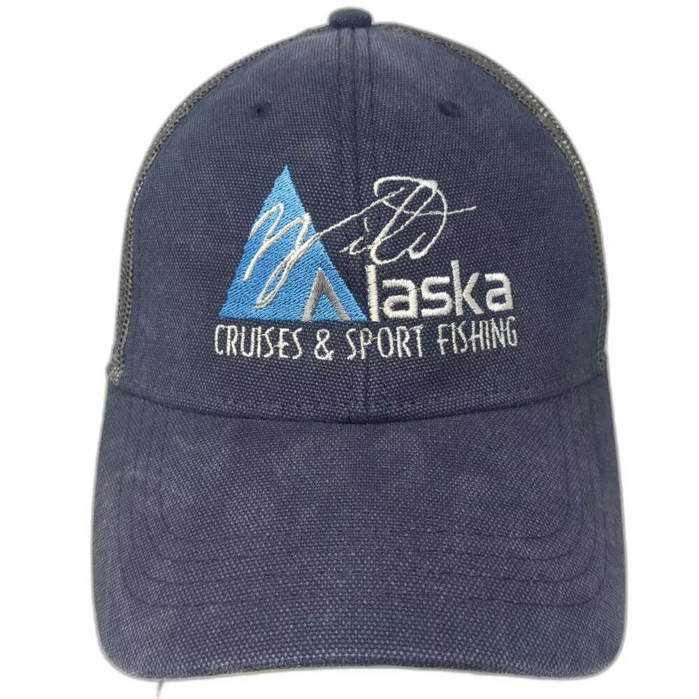 Fahrenheit Headwear Trucker Hat Blue Gray OS Alaska Cruises Sport Fishing